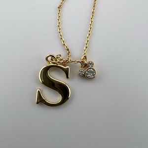 Disney Parks Jewelry Collection Gold Tone “S” Initial With Mickey Stone Ears.